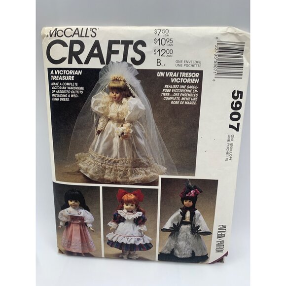 McCall's Victorian Doll Clothing for 13" to 16" doll Sewing Pattern 5907 - uncut - Picture 1 of 3